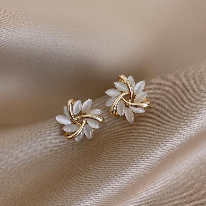 image-Elegant and Exquisite Opal Petal Circle Stud Earrings For Woman 2021