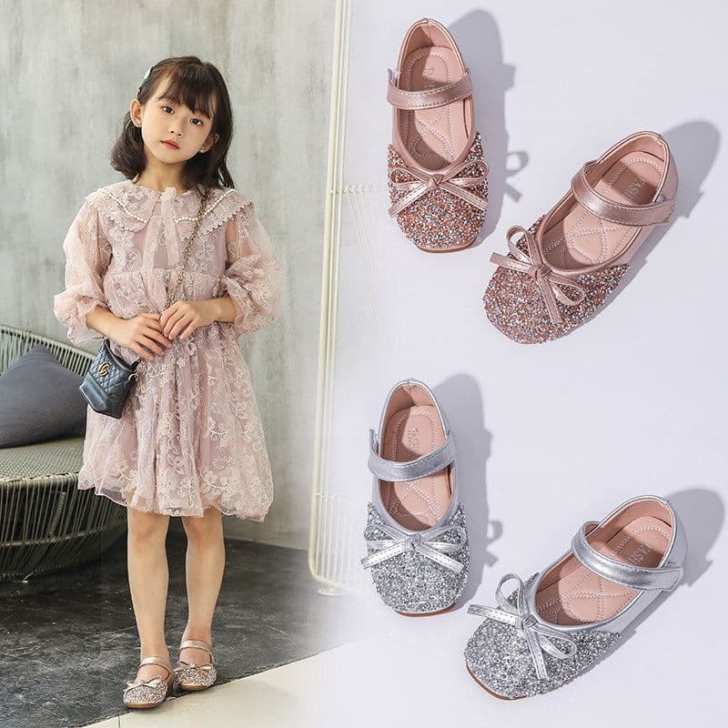 image-Sequin Princess Rhinestone Shoes for Girls, Pearlescent Powder, Low Top, Dancing Performance