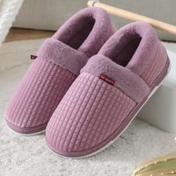 image-Unisex Cotton Slippers - Thick Sole Winter Warm