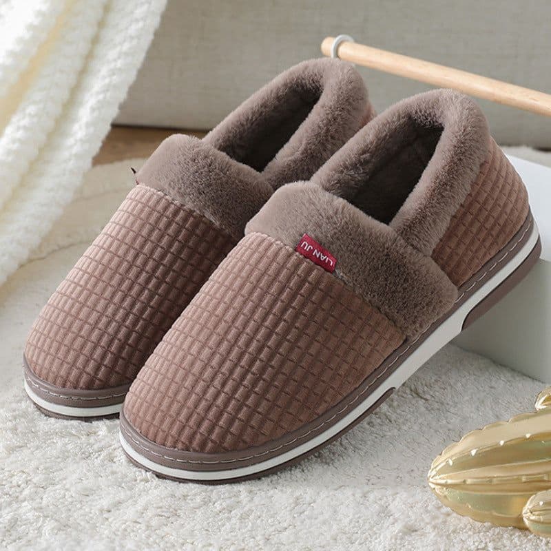 image-Unisex Cotton Slippers - Thick Sole Winter Warm