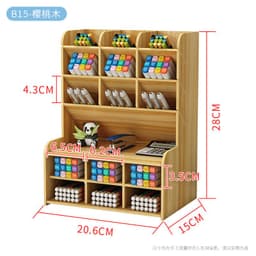image-Wooden Pen Holder Storage Box - White Nordic Modern