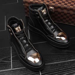 image-Men's Martin Boots Black PU Leather Lace-up