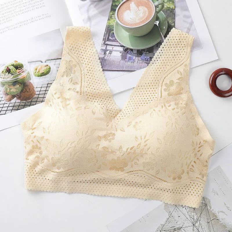image-Thin section beautiful back wrapped chest vest women gather no steel ring with chest pad to collect auxiliary milk base large size seamless bra underwear