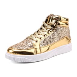 image-European and American nightclub leather boots shiny personality Martin boots men's casual high-top leather shoes retro gold boots 5892