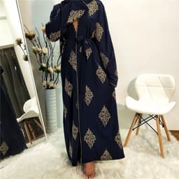 image-Women's Embroidered Cardigan - Blue 2XL Polyester