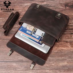 image-leather top layer cowhide shoulder bag messenger bag retro portable briefcase