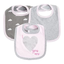 image-Baby bib with 3 baby drool towels