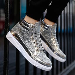 image-European and American nightclub leather boots shiny personality Martin boots men's casual high-top leather shoes retro gold boots 5892