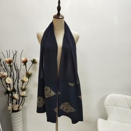 image-Women's Embroidered Cardigan - Blue 2XL Polyester
