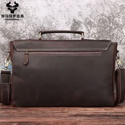 image-leather top layer cowhide shoulder bag messenger bag retro portable briefcase