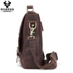image-leather top layer cowhide shoulder bag messenger bag retro portable briefcase