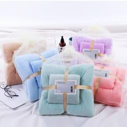 image-He Ran Coral Fleece Towel Set - Milky Bath Towel