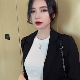 image-South Korea Dongdaemun Diamond Pony Golden Necklace Net Red Same Style Clavicle Chain Fashion Simple Wild Girl Earrings