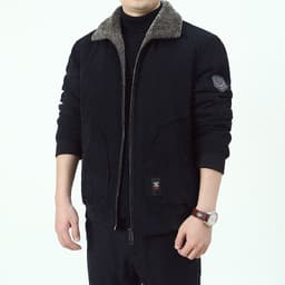 image-Pinjian Yuyi Corduroy Coat - Black, Large, Loose Fit, Winter, 6XL