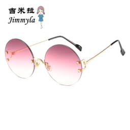 image-Jimila Round Frameless Sunglasses - Gold Metal UV400