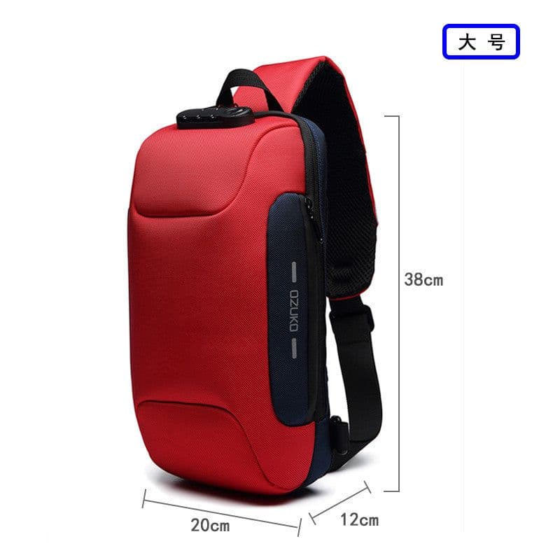 image-ozuko Chest Bag USB Anti-Theft Waterproof Black