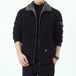 image-Pinjian Yuyi Corduroy Coat - Black, Large, Loose Fit, Winter, 6XL