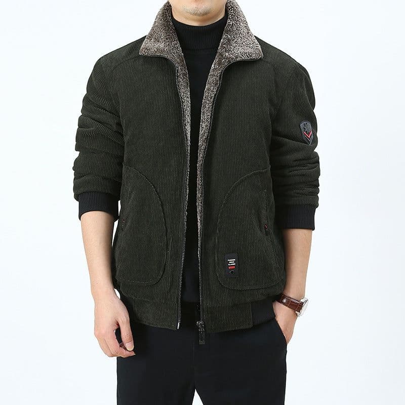 image-Pinjian Yuyi Corduroy Coat - Black, Large, Loose Fit, Winter, 6XL