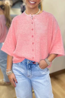image-Moonlight Jade 3/4 Sleeve Boxy Knit Cardigan