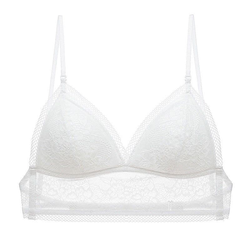 image-Lacy Triangle Cup Backless Bra - Women's Summer Invisible XL (65 characters)