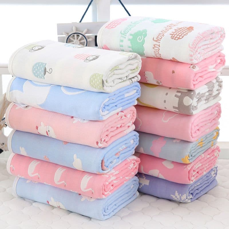 image-110 * 110cm baby bath towel cover blanket gauze children quilt quality baby children pure cotton 6 six layer gauze bath towel