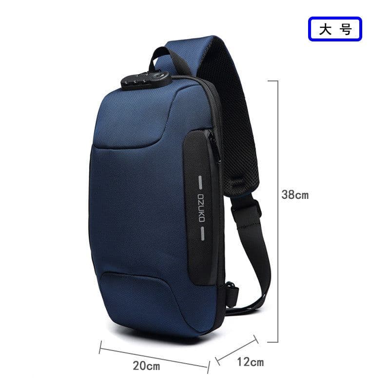 image-ozuko Chest Bag USB Anti-Theft Waterproof Black