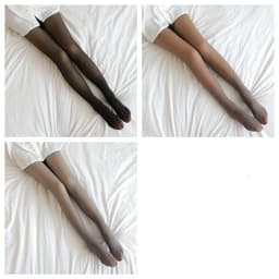 image-Translucent Fleece-Lined Plus Size Leggings - Warm Winter Tights Black, Coffee, Gray