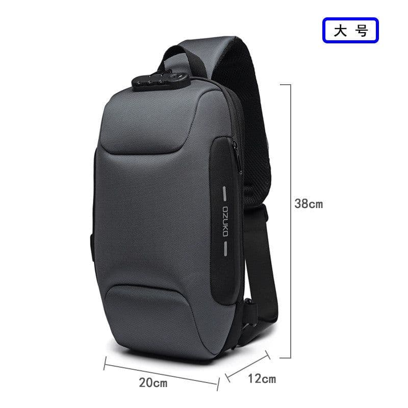 image-ozuko Chest Bag USB Anti-Theft Waterproof Black