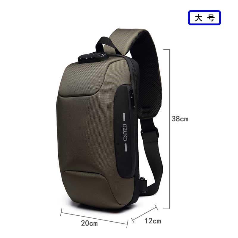 image-ozuko Chest Bag USB Anti-Theft Waterproof Black