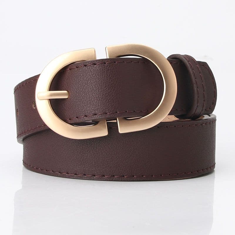 image-Trendy Red Imitation Leather Belt, Women's Corset Buckle 105cm Long