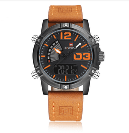 image-Leather Band Fashion Sport Quartz Watch For Men