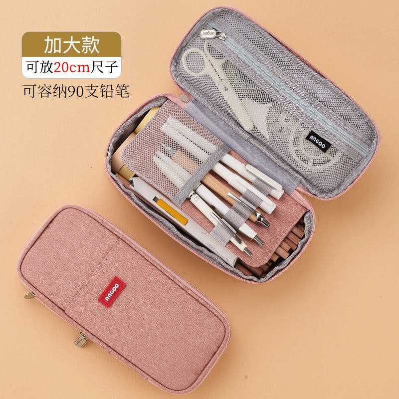 image-Large-capacity pencil case, Japanese and Korean style, macarons color matching for primary and secondary school students, upgradeable pencil case stationery box