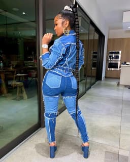 image-2020 European and American cross-border new Amazon trendy fashion stitching high waist tight-fitting flared women's denim trousers