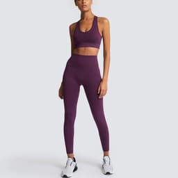 image-Sports Bra Yoga Set - Cotton Blend Moisture Wicking