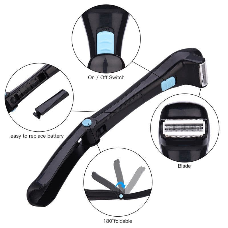 image-OEM Foldable Back Shaver - Retractable Razor B3 Black