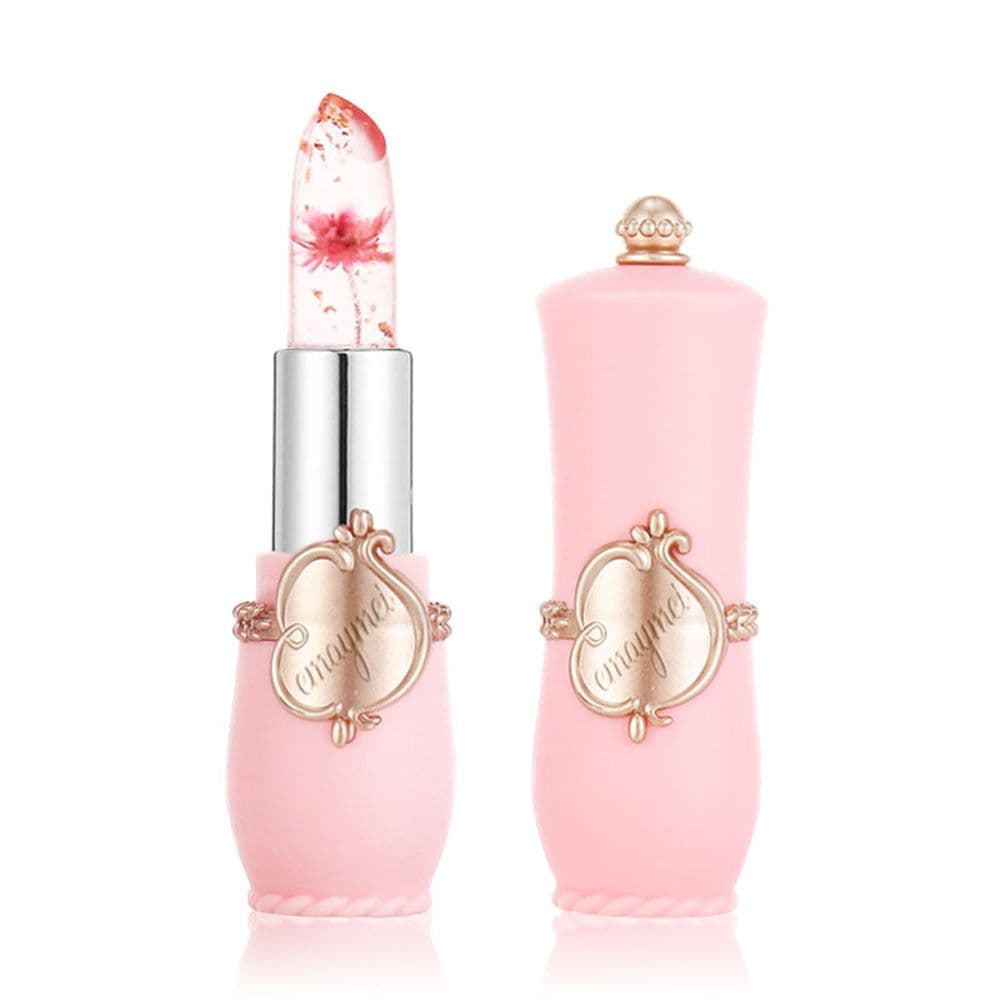 image-Cross-border emaymei dried flower gold leaf jelly color-changing lipstick transparent flower lipstick moisturizing color-changing lipstick wholesale
