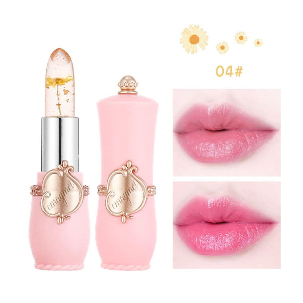 image-Cross-border emaymei dried flower gold leaf jelly color-changing lipstick transparent flower lipstick moisturizing color-changing lipstick wholesale