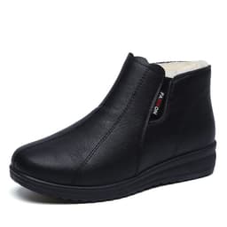 image-Winter mother shoes elderly cotton shoes soft bottom middle-aged and elderly women's short boots plus velvet warm boots flat grandma cotton leather shoes