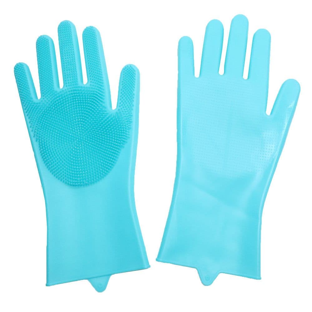 image-Silicone Cleaning Gloves - Grey, Heat Insulation, Multi-Purpose, One Size