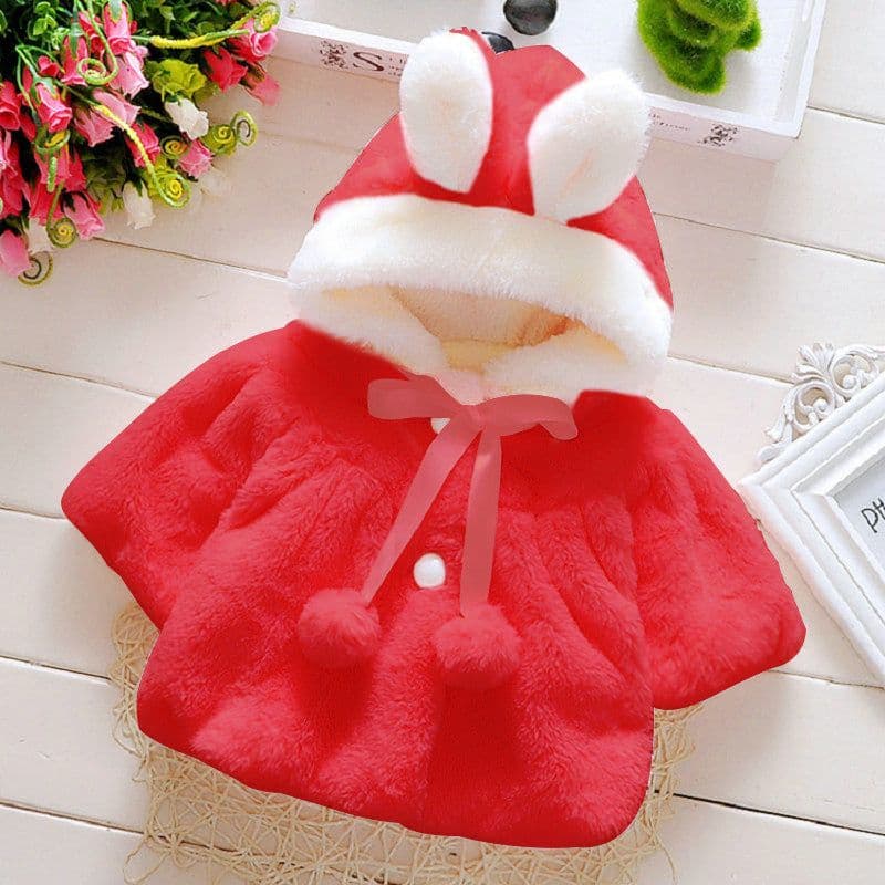 image-Girls Winter Faux Fur Cape - Red Princess Shawl Coat