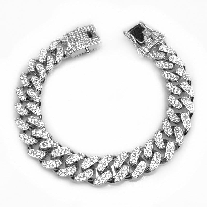 image-Chijomi Alloy Cuban Chain Necklace - Black 70cm