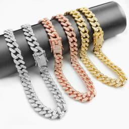 image-Chijomi Cuban Chain - 12mm Wide 75cm Rose Gold Alloy Necklace Unisex