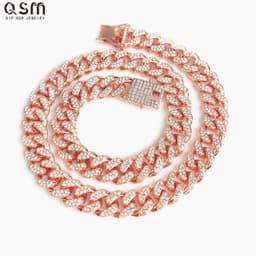 image-Chijomi Cuban Chain - 12mm Wide 75cm Rose Gold Alloy Necklace Unisex