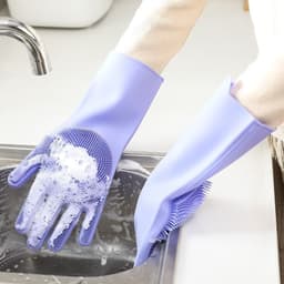 image-Silicone Cleaning Gloves - Grey, Heat Insulation, Multi-Purpose, One Size