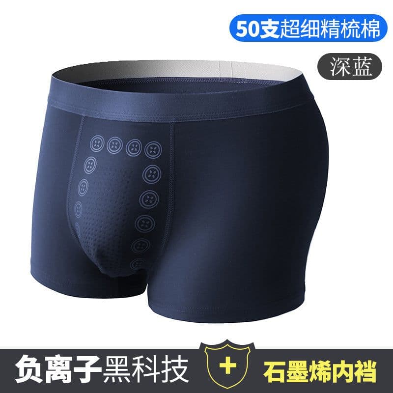 image-Autumn and winter pure cotton men's underwear men's graphene antibacterial bottom gear U-convex boxer pants youth breathable mid-waist boxer pants