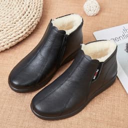 image-Women's Winter Cotton Boots - Yellow Brown Flat Heel Size 41