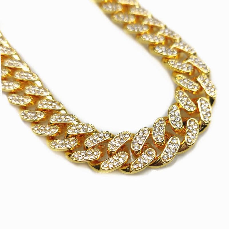 image-Chijomi Alloy Cuban Chain Necklace - Black 70cm