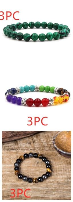 image-Classic Black Matte Green Malachite Bracelets Suitable Women Men Elastic Strand Jewelry