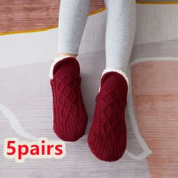 image-Winter Woolen Socks Women Thicken Warm Home Bedroom Socks Slippers Men Non-slip Foot Warmer Snow Socks Calcetines Mujer
