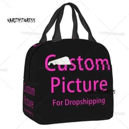 image-Custom Photo Logo Lunch Box Waterproof Customized DIY Print Cooler Thermal Food Insulated Lunch Bag Portable Picnic Tote Bags